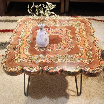 Sleeping Peony Colored-Pencil Coffee Table