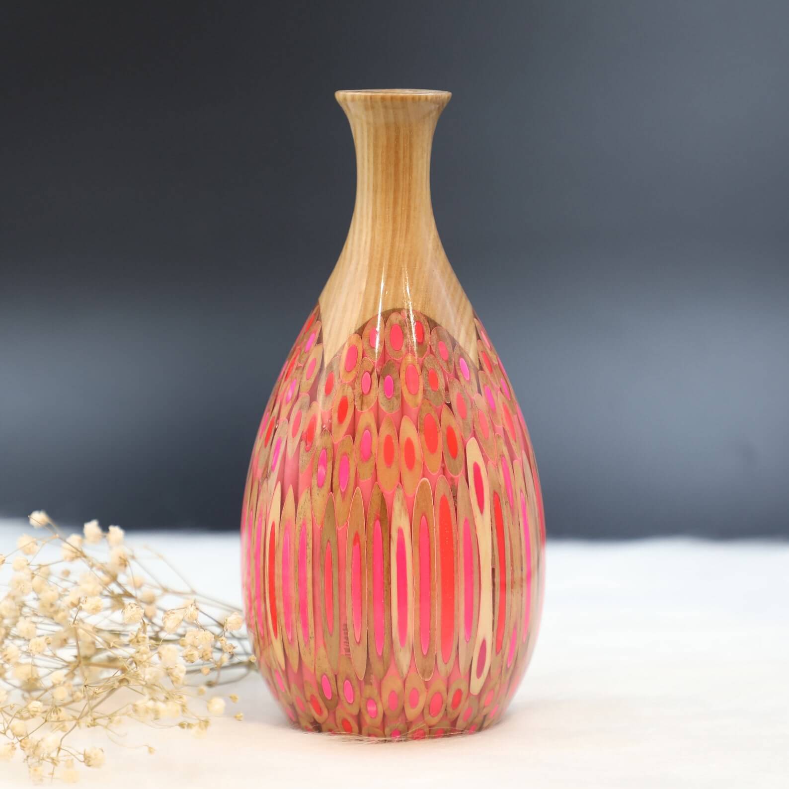 Pink_Handmade Resin Vase for Dry Flower