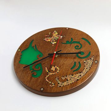 Polyhymnia Muse Resin Colored-Pencil Wood Wall Clock 2