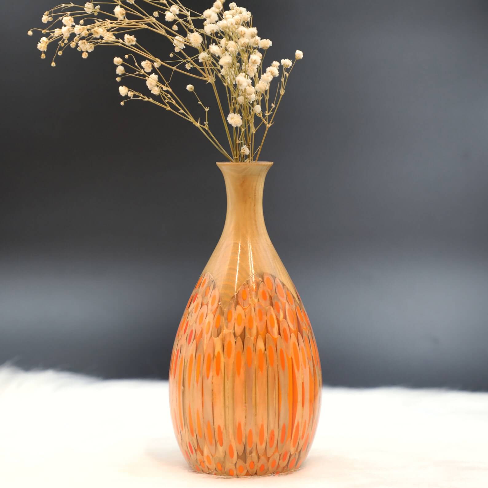 Primar_Orange_Handmade Resin Vase for Dry Flower