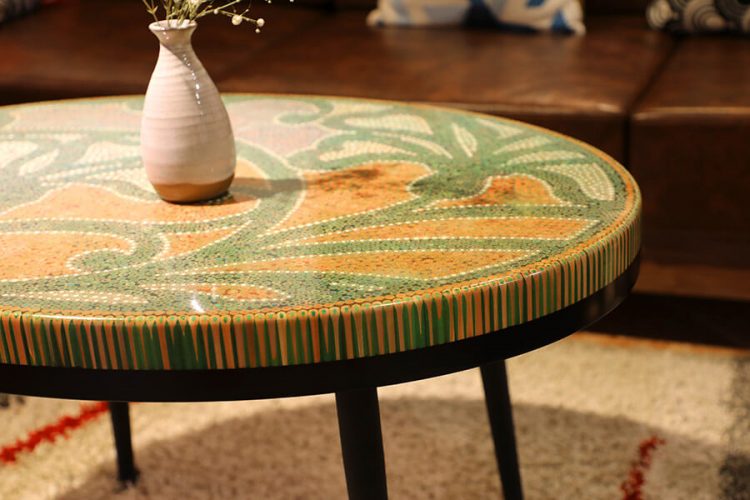 Single Curves Colored-pencil Coffee Table 3