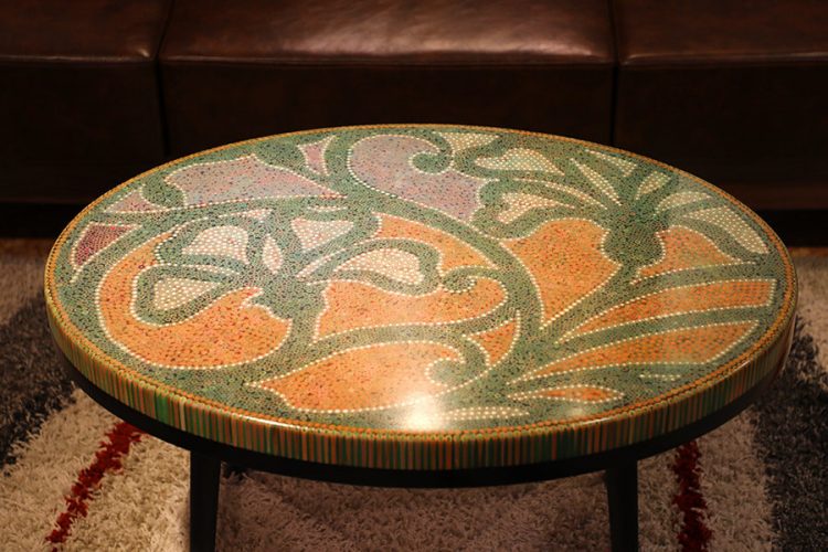 Single Curves Colored-pencil Coffee Table