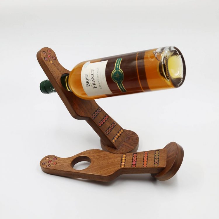 Colored-Pencil Guitar Balancing Wine Bottle Holder Stand Gravity Defying