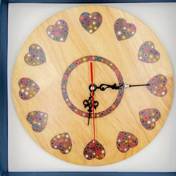 Strong Heart Colored-Pencil Wood Wall Clock