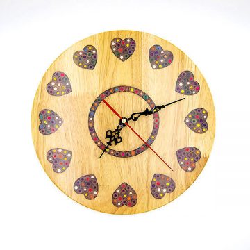 Strong Heart Colored-Pencil Wood Wall Clock