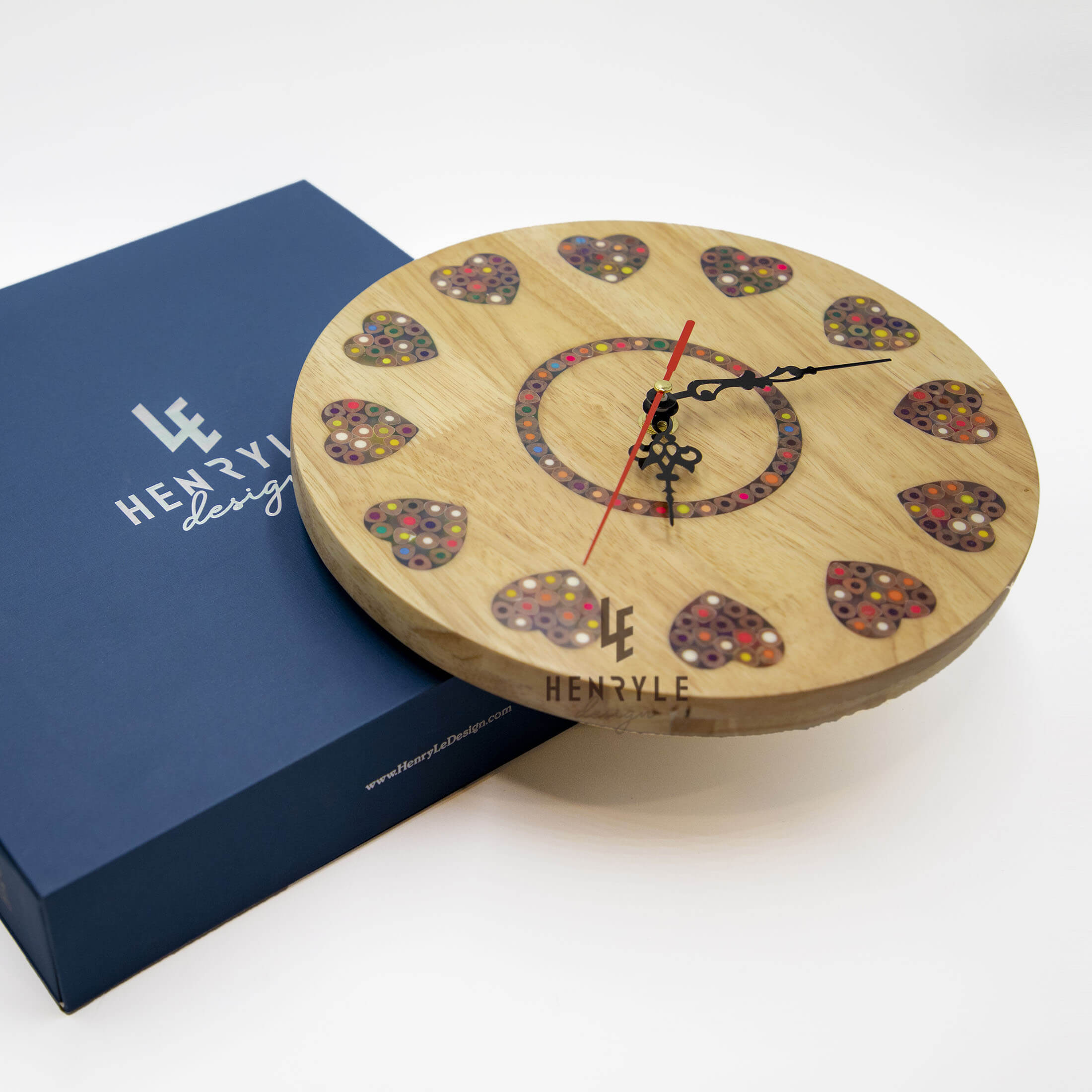 Strong Heart ColoredPencil Wood Wall Clock Henry Le Design