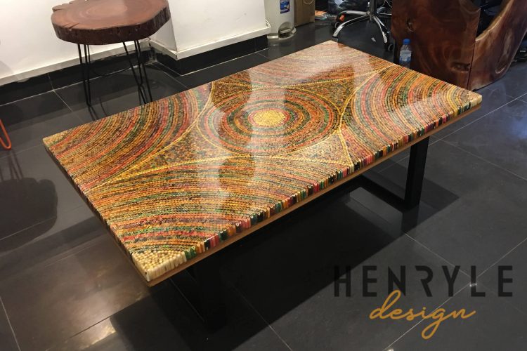 Sun Over the Rainbow Colored-Pencil Coffee Table