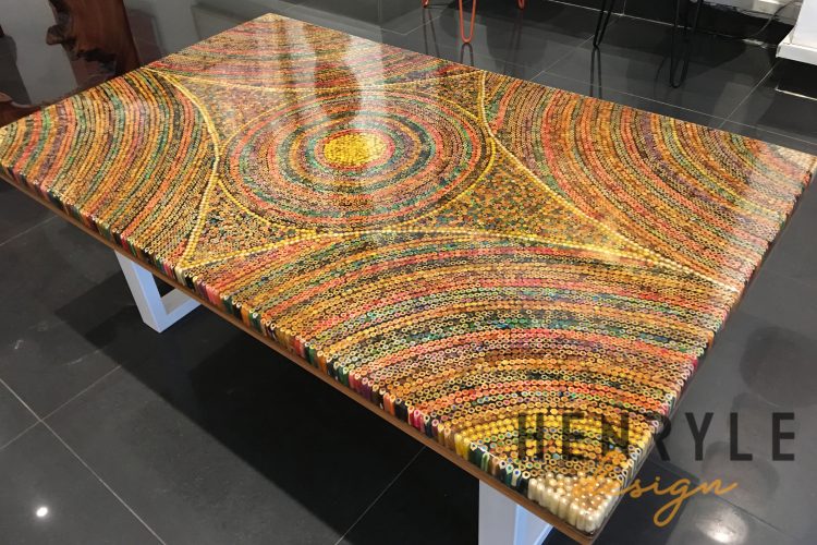 Sun Over the Rainbow Colored-Pencil Coffee Table