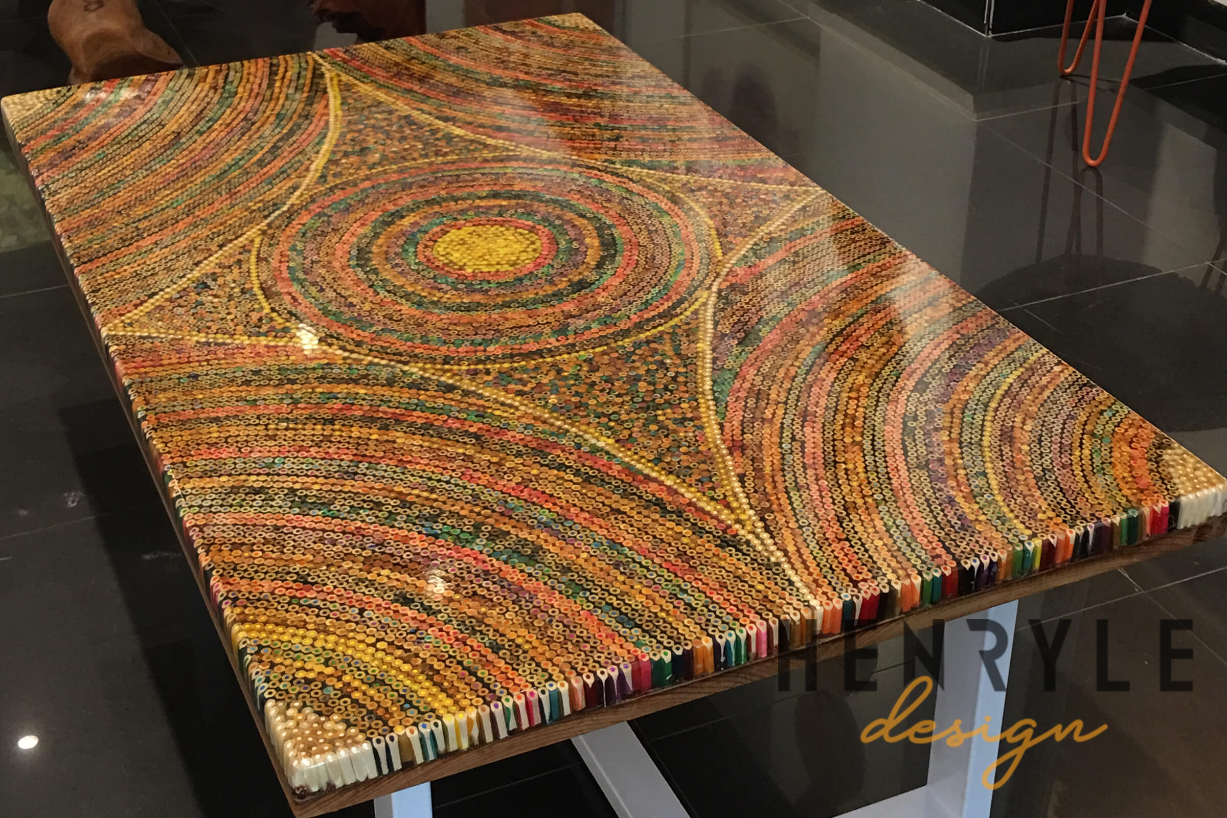 Sun Over the Rainbow Colored-Pencil Coffee Table - Henry Le Design