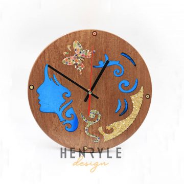 The Euterpe Muse Resin Colored-Pencil Wood Wall Clock