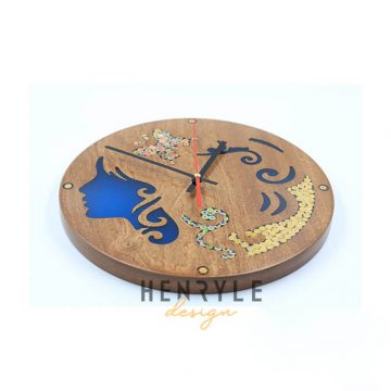 The Euterpe Muse Resin Colored-Pencil Wood Wall Clock