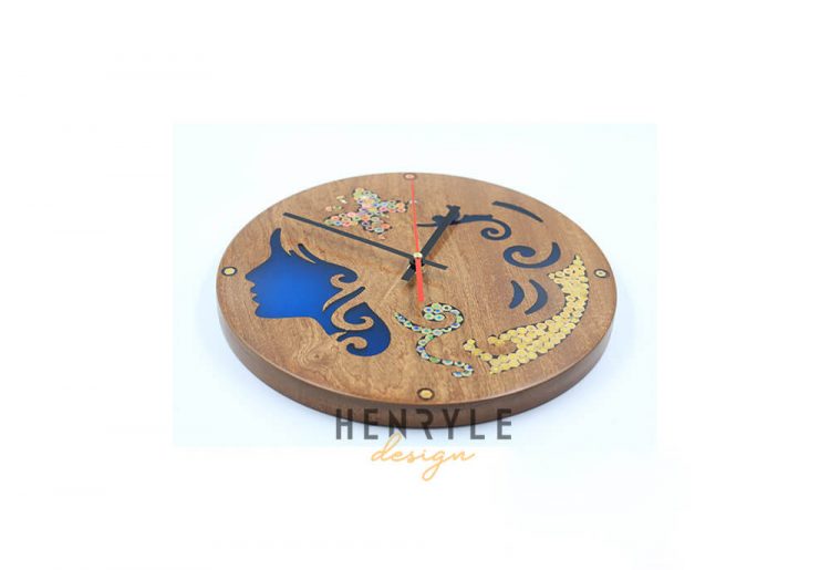 The Euterpe Muse Resin Colored-Pencil Wood Wall Clock