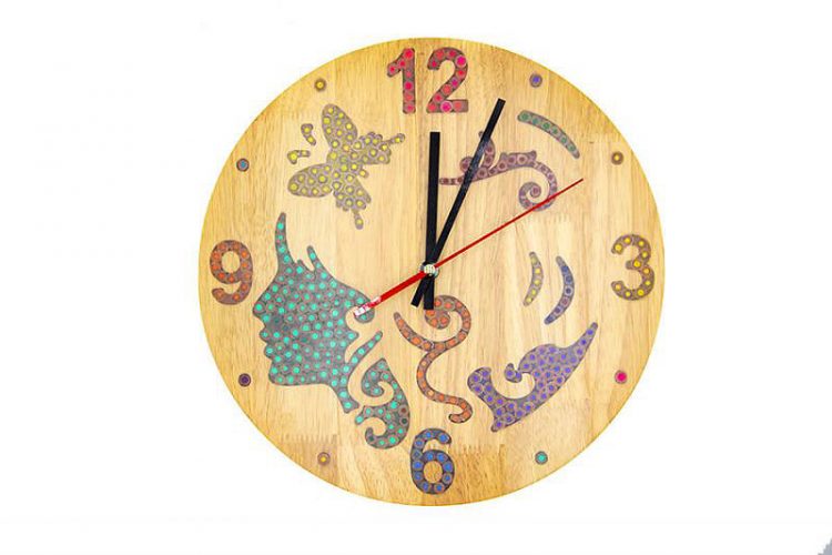 The Fairy Colored-Pencil Wood Wall Clock