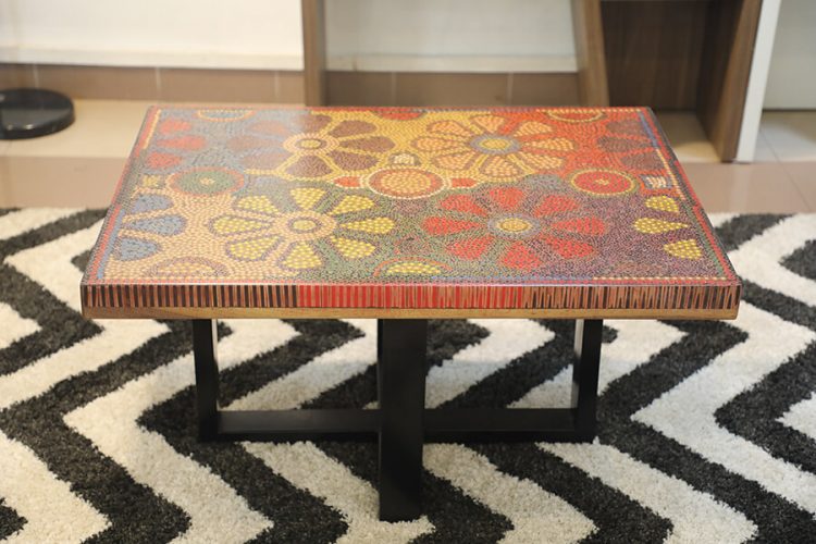 Wild Cosmos Flower Colored-Pencil Coffee Table