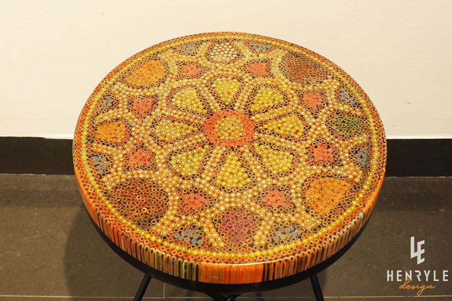 Wild Cosmos Flower Colored-Pencil Coffee Table II