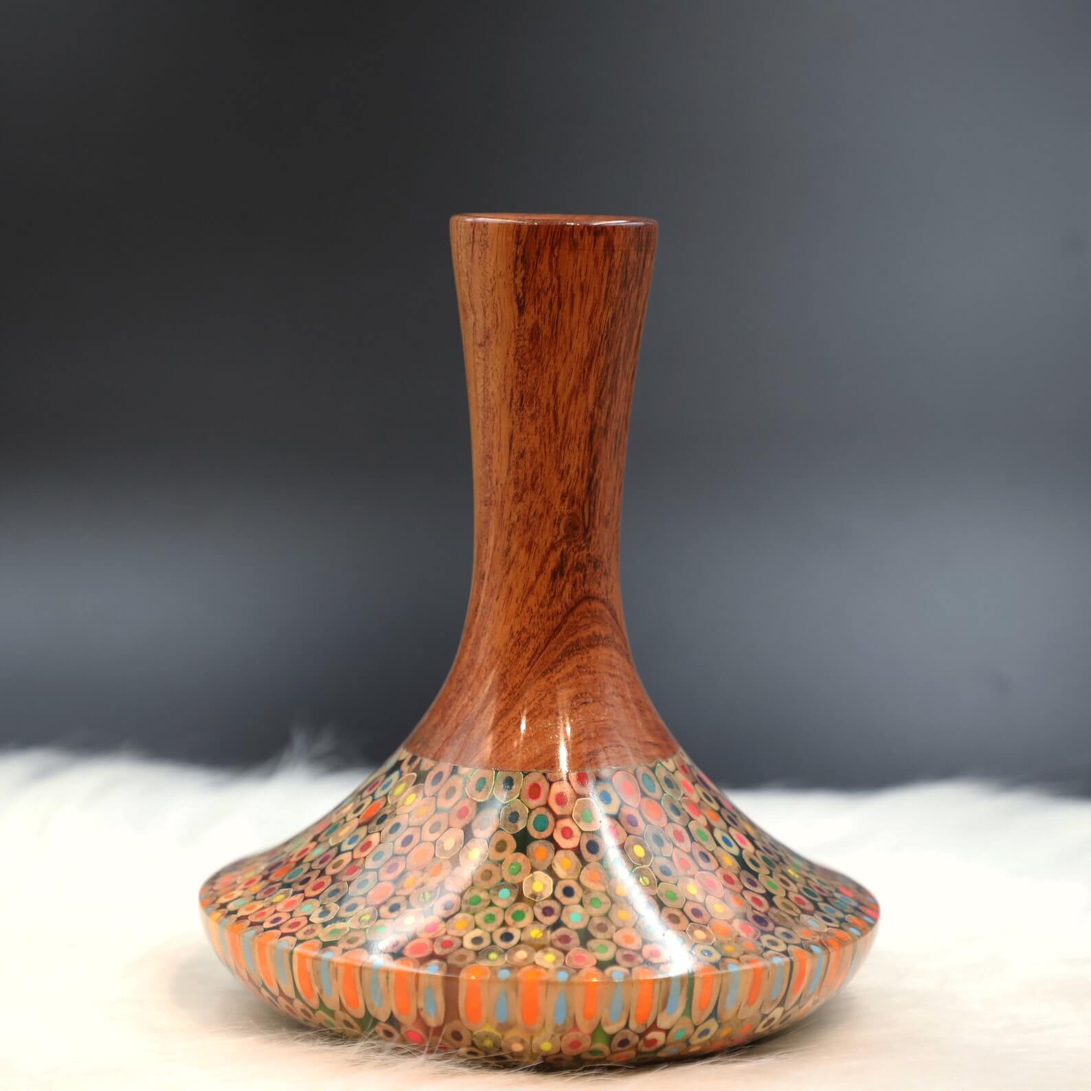 With-wood-multicolor_Handmade Dried Flower Bud Vase - Resin Colorful Pencil Vase