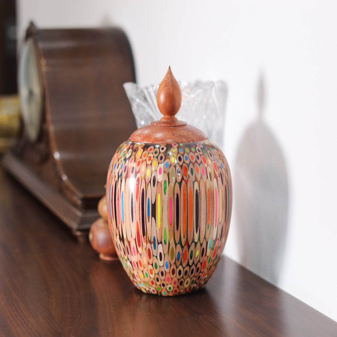 wooden vase with lid